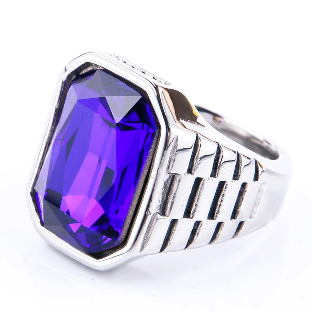 Men's Multi-Color Gemstone Rings For Women Personalized Trendsetter Stainless Steel Jewelry Manufacturer Direct Supplier Pi-Mart