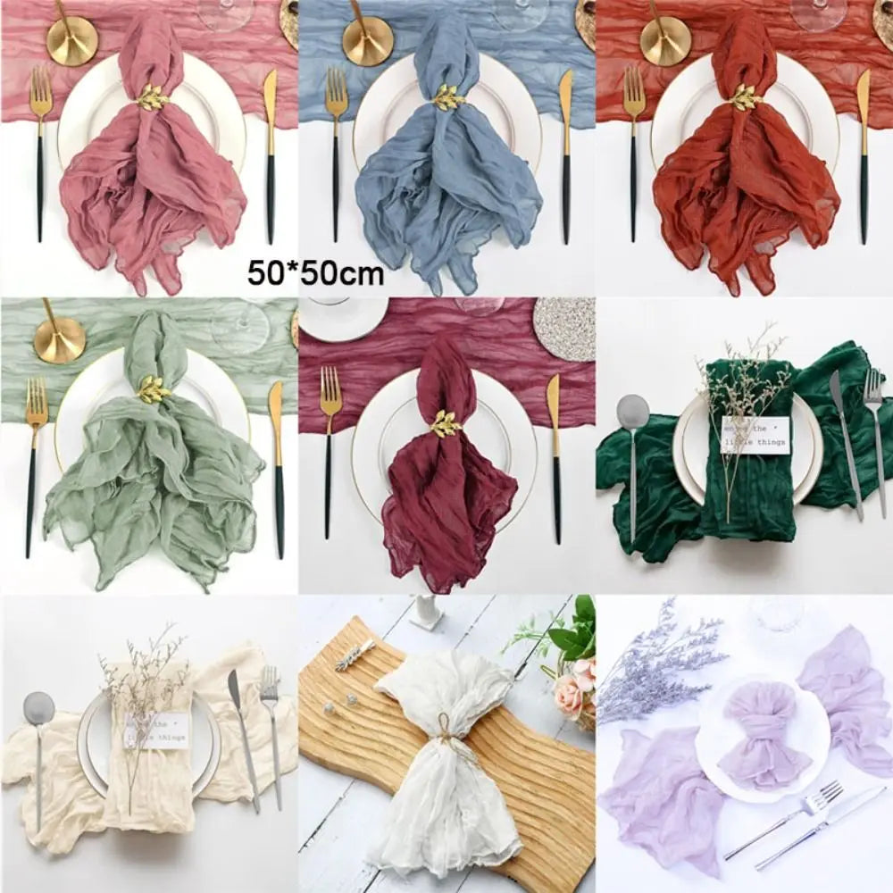 Party Supply Table Decoration Gauze Napkin Soft Thin Cotton Napkin Retro Reusable Placemats Hotel Pi-Mart