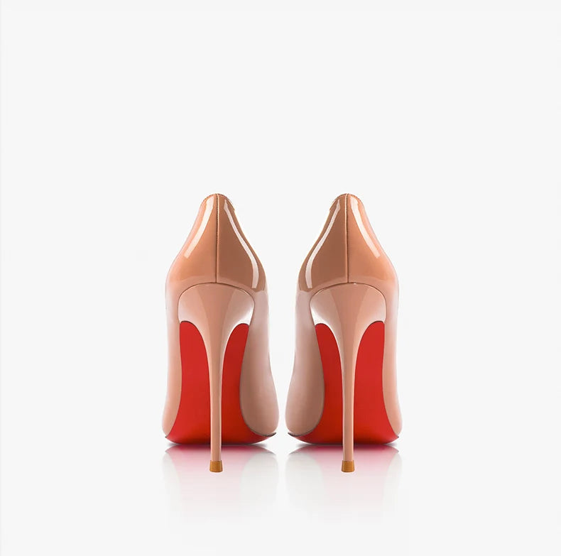 Women Heels Naked Color Women's Elegant High Heel Luxury Black Shoes Woman 2026 Red Shiny Bottoms Pointed Toe Party Ladies Women Pi-Mart