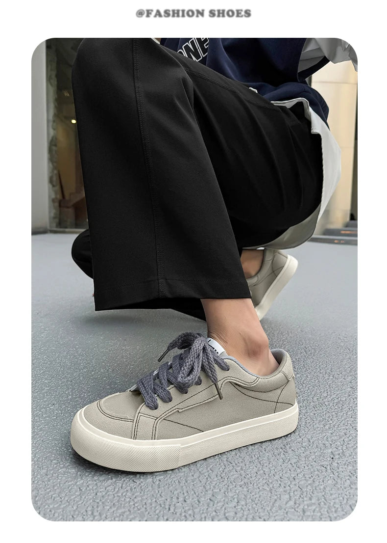 Mens Cowboy canvas Shoes Breathable Trend Mens board Shoes Thick Sole Trend Comfortable student Skateboard Trainers Footwear Pi-Mart