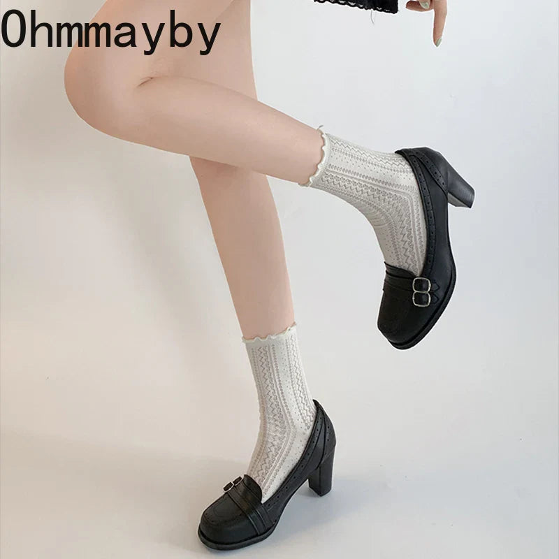 Vintage Thick Heel Women Mary Jane Shoes Ladies Concise Slip On Pumps Spring Autumn Women's Party Dress Shoes LadyShow.Store