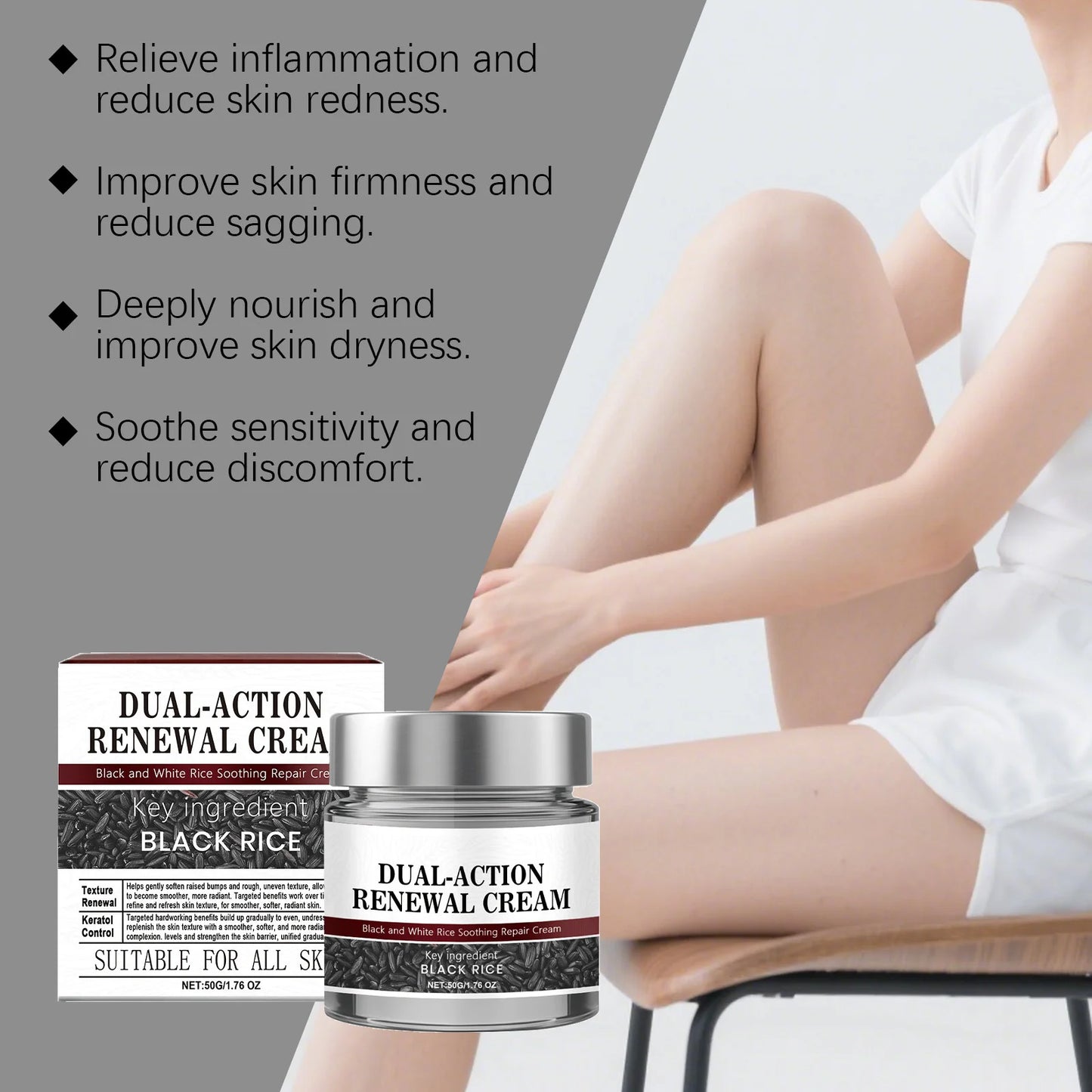 Black Rice Cream Hydrating Tighten Lifting Brightning Repairing Improve Elasticity Prevent Sagging Smoothing Glowing Moisturizer Pi-Mart