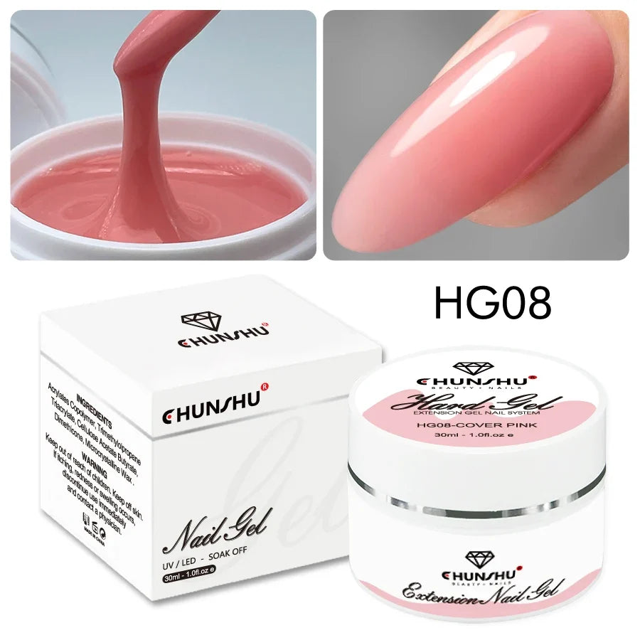 30ML Hard Gel For Nail Extension Milky White Builder Constructor Gel Self Leveling Reinforcement Nail Gels Camouflage Manicure Tri Light Beauty