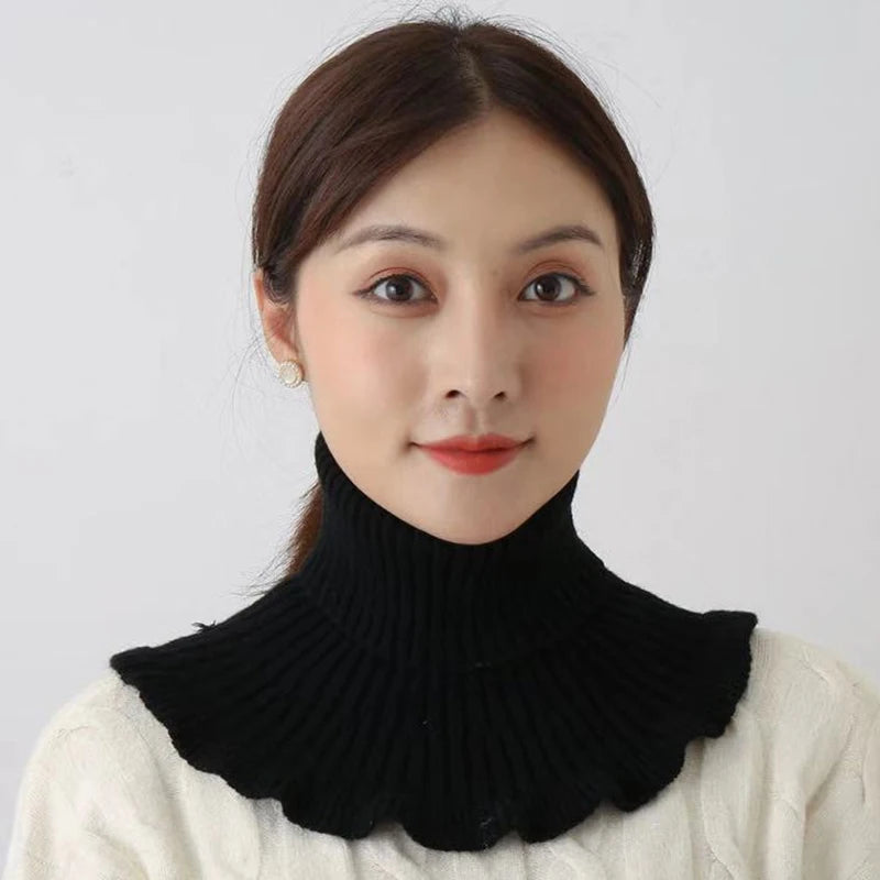 Warm Knitted Fake Collar Women Thicken Turtleneck Ruffles False Collars Detachable Neck Guard Winter Windproof Fake Collar Pi-Mart