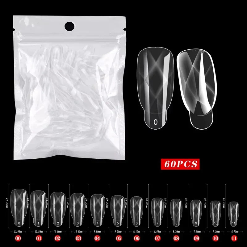 60 Pieces/Bag Uv Gel Polishing Fast Building Mold Acrylic Fake Nail Art Reminder Dual System Nail Accessories Extension Nail Form Tri Light Beauty