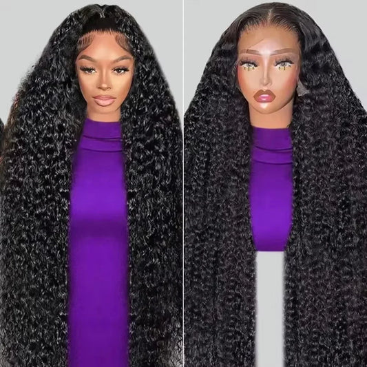 13X4 13X6 Deep Wave Hd Transparent Lace Front Wigs Pre Plucked 30 40 Inch Frontal Human Hair Curly Wig For Women 180 200 Density LadyShow.Store