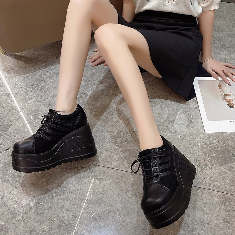 Big Size 35-43 Black Design Female Platform Fashion Cosplay Wedges High Heels Women's Pumps 2026 Street Sneaker Shoes Woman LadyShow.Store