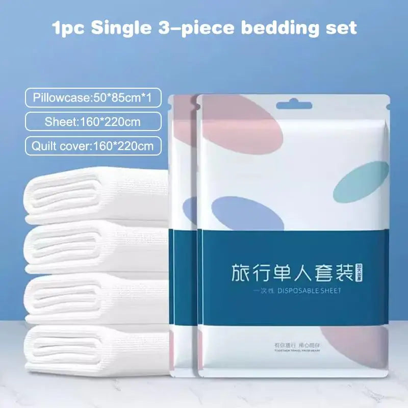 New Disposable 3/4-Piece Bedding Set, Thickened Disposable Bed Sheets Duvet Covers Pillowcases For Hotel Travel Camping Use Pi-Mart