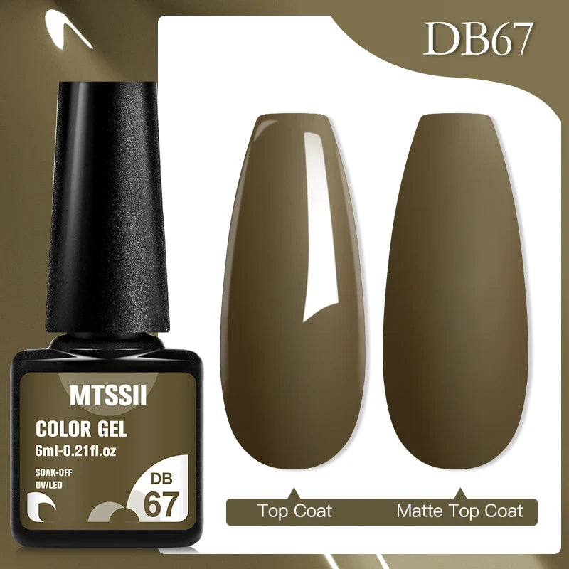 Mtssii 6ML Chocolate Color Gel Nail Polish Brown Semi Permanent UV Gel Autumn Winter Popular Soak Off Nail Art Gel Varnishes Tri Light Beauty