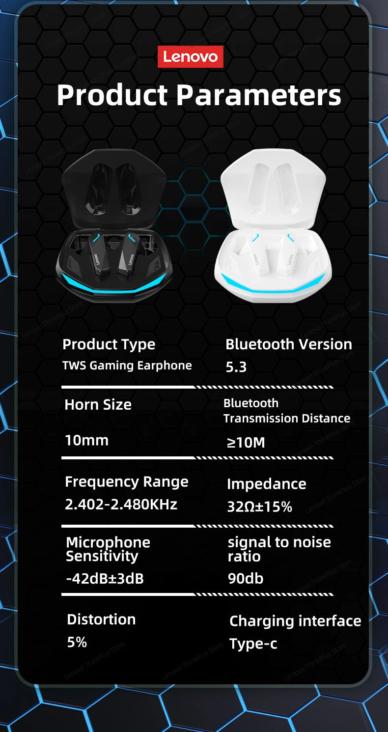 Choice Lenovo GM2 Pro Wireless Bluetooth Headset Gamer Earbuds Wireless Headphones Music Dual Mode Earbuds Music Sport Bluetooth Pi-Mart