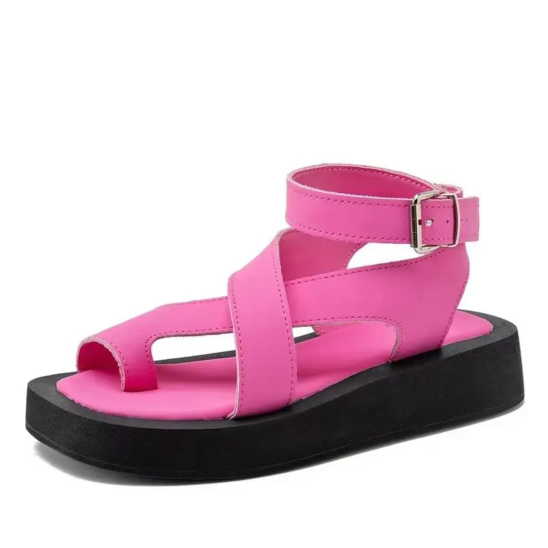 AIYUQI Sandals Women Genuine Leather 2026 Summer New Clip Toe Sandals Ladies Roman Women Shoes Muffin Sandals WHS MTO Pi-Mart
