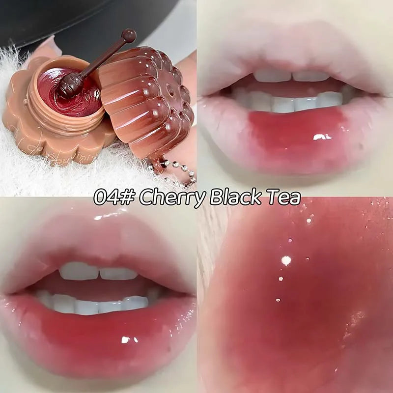 Jelly Solid Water Mirror Lip Gloss Shine Plumping Lip Balm Light Red Brown Natural Lasting Moisturizing Lip Tint Lipstick Makeup Pi-Mart
