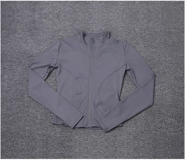 Women Sport Jacket Long Sleeve Shirt Workout Coat Gym Training Clothing Yoga Sportswear Pi-Mart