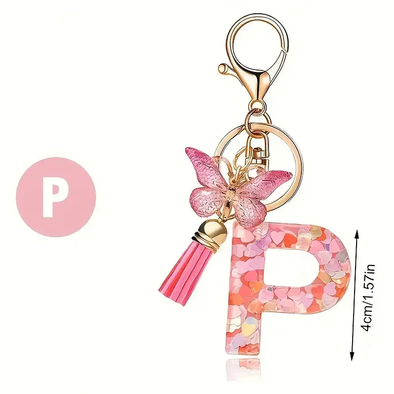Fashion DIY A-Z Letters keychain Metal Holder Pendent Key Chain Women Car Key Ring Simple Letter Name Key Party Gift Jewelry Pi-Mart