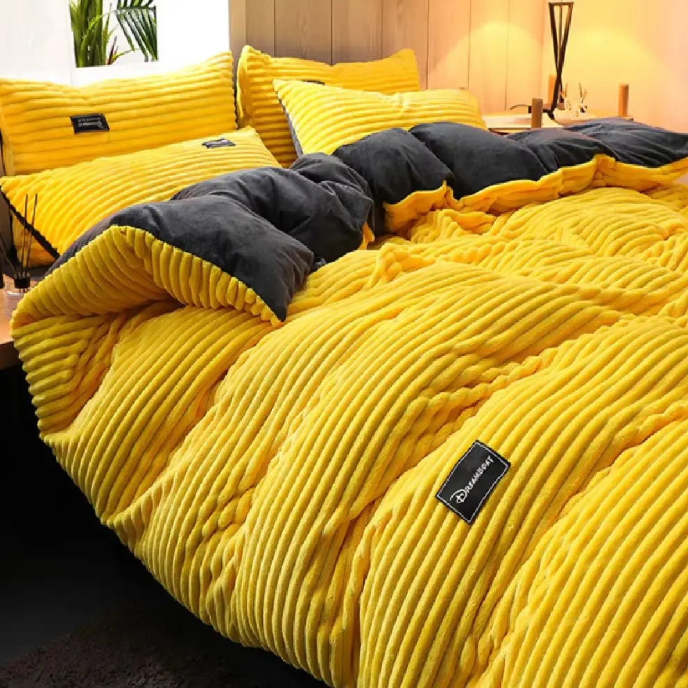Warm Winter Duvet Cover Bedding Set Thick Solid Color Velvet Double Soft Quilt Cover Twin Queen King Comforter Cover Sets 220*24 Pi-Mart