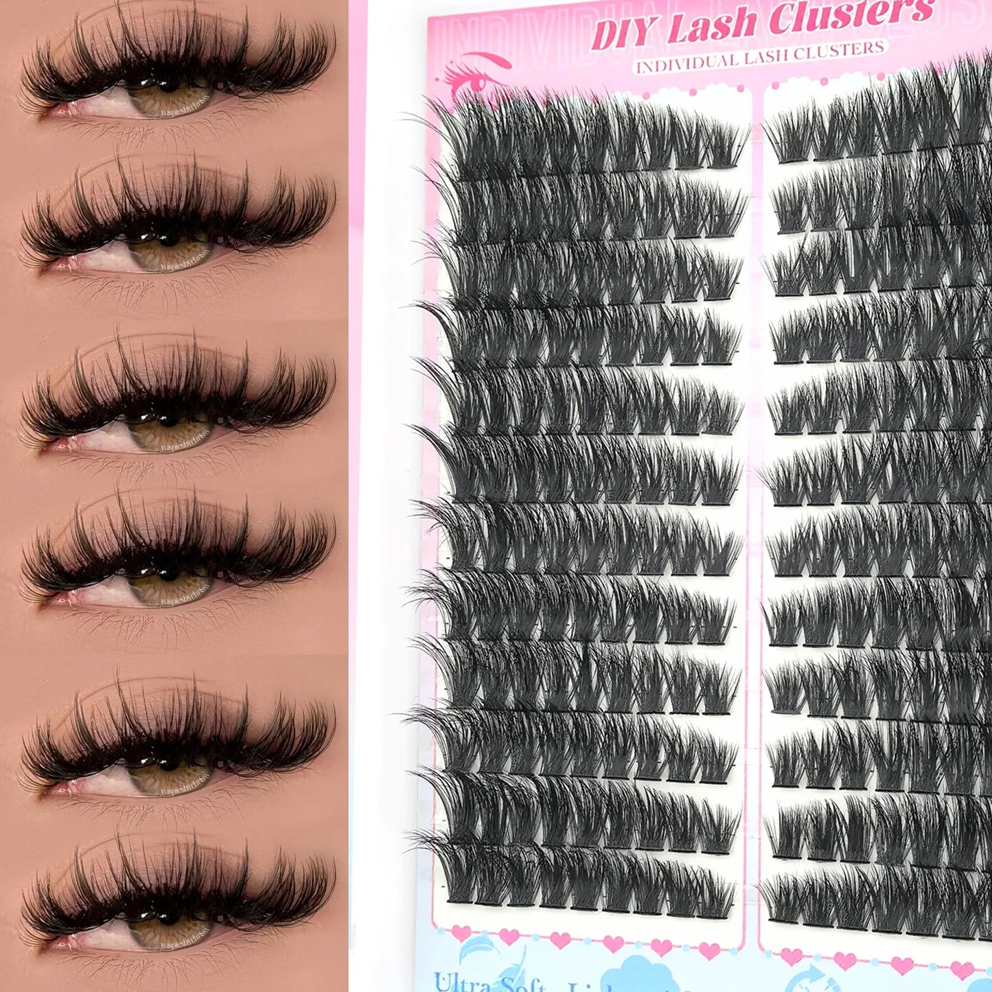 False Eyelashes Natural Wispy Individual Cluster Lashes Easy to Apply Soft & Lightweight Reusable for Daily Makeup LadyShow.Store