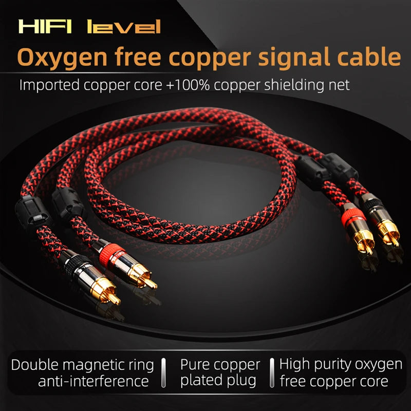 Hi-Fi Fine RCA Cable High Quality 4N OFC HIFI 2RCA-2RCA Male to Male Audio Cable Main Core Independent Shielding One Pair Pi-Mart