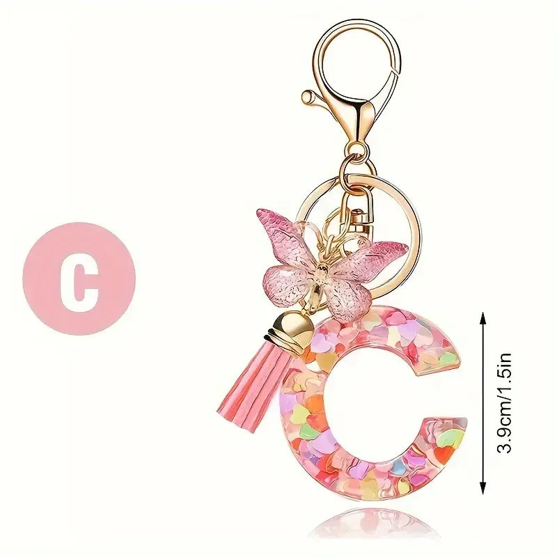 Fashion DIY A-Z Letters keychain Metal Holder Pendent Key Chain Women Car Key Ring Simple Letter Name Key Party Gift Jewelry Pi-Mart