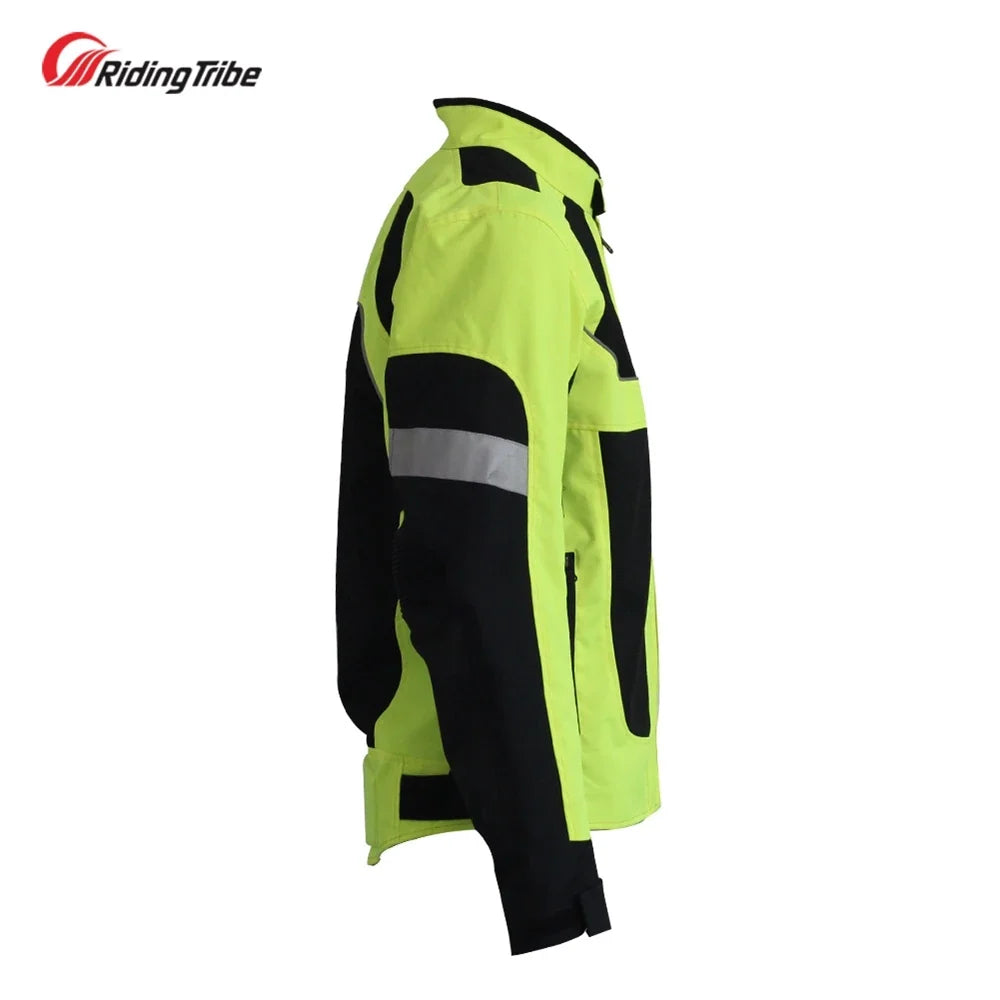 Men Woman Summer Style Breathable Motorcycle Jacket Night High Visible Motorbike Riding Coat with 5pcs Protective pads JK-21 LadyShow.Store