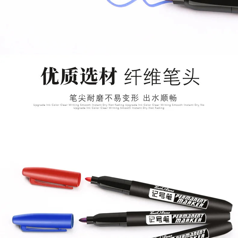 6 PCS Permanent Marker Pen Manga Drawing Markers Black Blue Red Waterproof Ink Sketch Pens Stationery Art School Supplies Pi-Mart