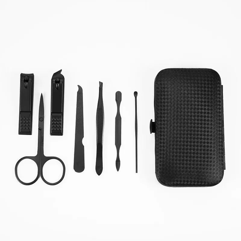 7/10/12/18/20/24PCS Set Professional Manicure Set Kits Stainless Steel Fingernail Toenail Clippers Set with Leather Portable Tri Light Beauty