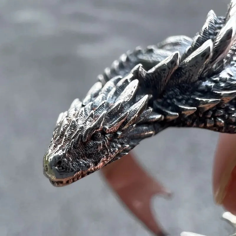Dragon Rings Gothic Punk Style Pterosaur Wings Opening Adjustable Rings for Men Women Vintage Jewelry Accessories Gifts Pi-Mart