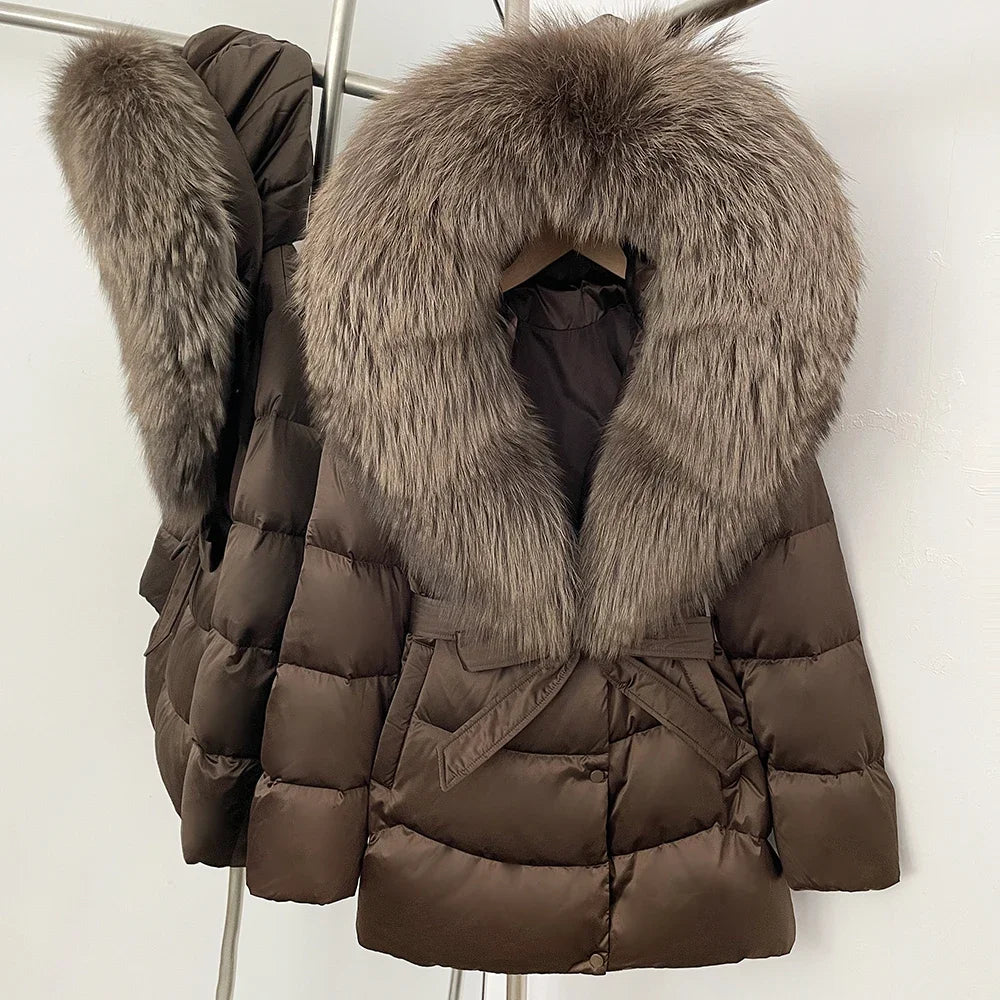 Natural Fur Collar Down Jacket Women Winter 2026 High Quality Duck Down Puffer Parka Windproof Warm Down Coat Outerwear New LadyShow.Store