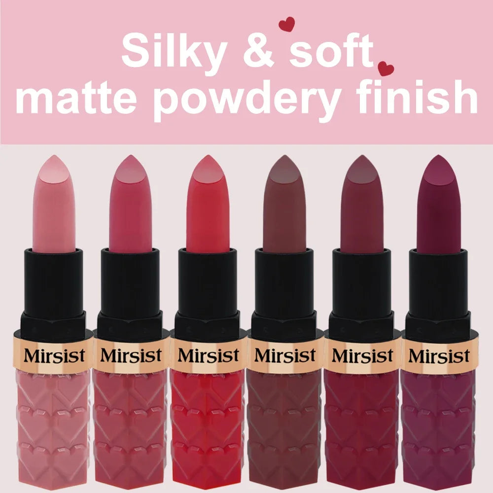 Matte Lipstick Nude Peach Brown Cherry Shades Velvety Smooth Long-Lasting Rich Pigment Waterproof Non-Stick Cup Lip Stick Makeup Pi-Mart