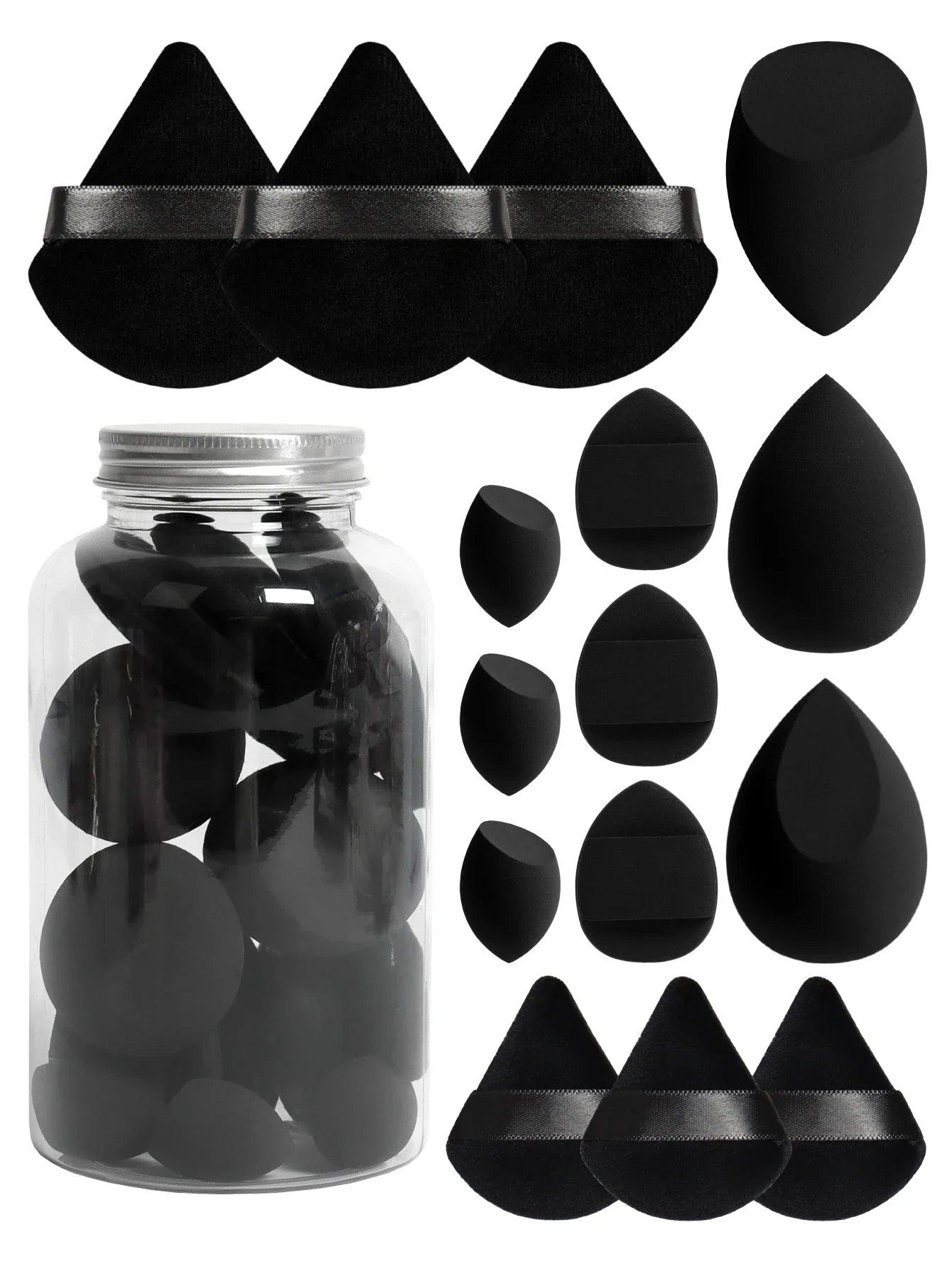 Spring 15 Cans,3 Loose Powder Puffs & 3 Mini Loose Powder Puffs & 3 Mini Makeup Eggs & 3 Mini Air Cushion Puffs, Foundation Mix LadyShow.Store
