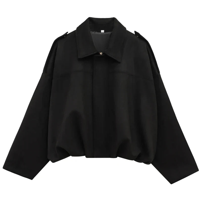 HXAO Women's Bomber Jacket Lapel Long Sleeve Zipper Suede Jacket Women 2025 High Street Cropped Racing Jackets Coats Outerwears LadyShow.Store