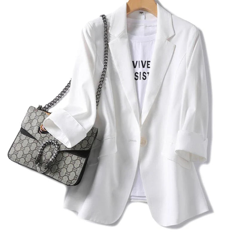 2026 Spring Summer New Temperament Versatile Large Size Women's Small Blazer Coat Loose Elegant FemaleThin  Blazer Jacket 4XL LadyShow.Store