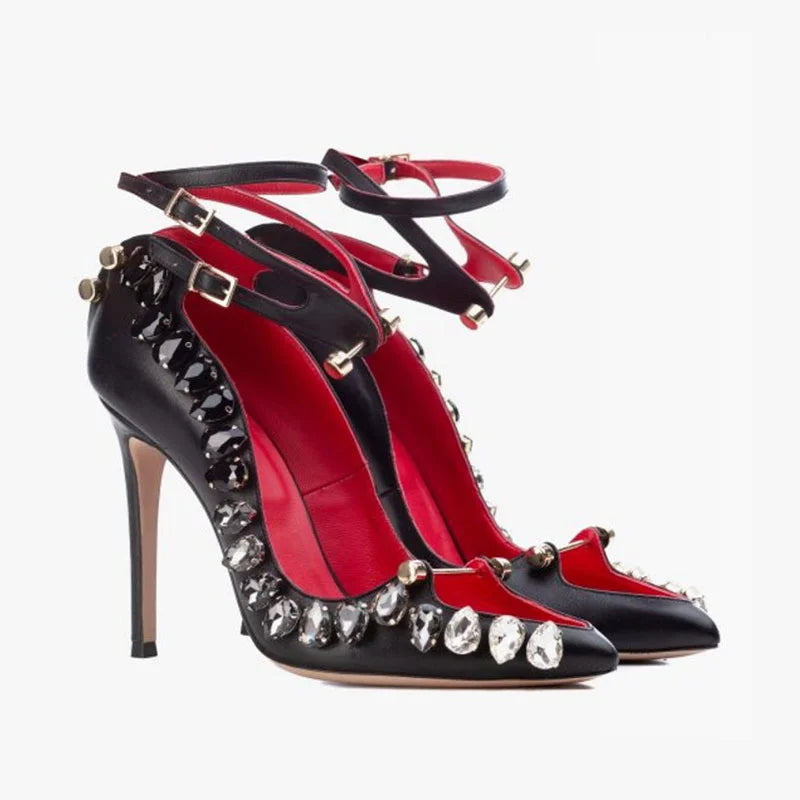2026 Runway Women Pumps Crystal Metal Decoration High Heels Sandals For Women Luxury Designer Nightclubs Banquets Female Shoes Pi-Mart