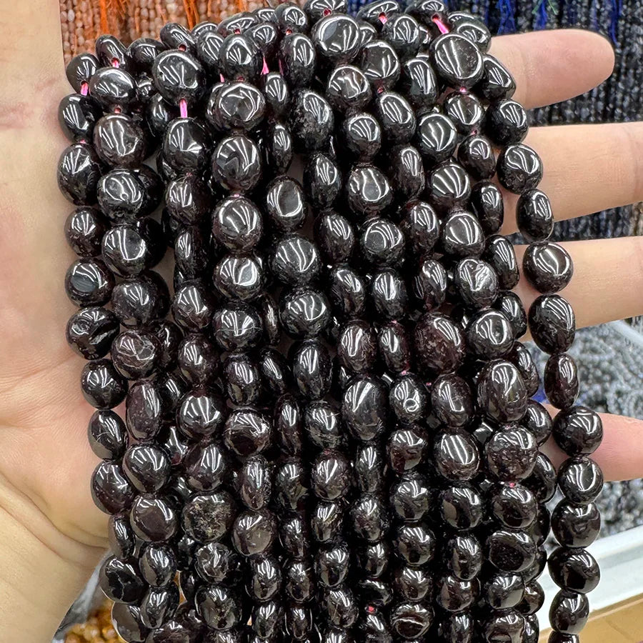 Natural Crystal Garnet Conformal Stone Irregular Faceted Loose For Jewelry Making DIY Necklace Bracelet 15''6-8mm 8-10mm Pi-Mart