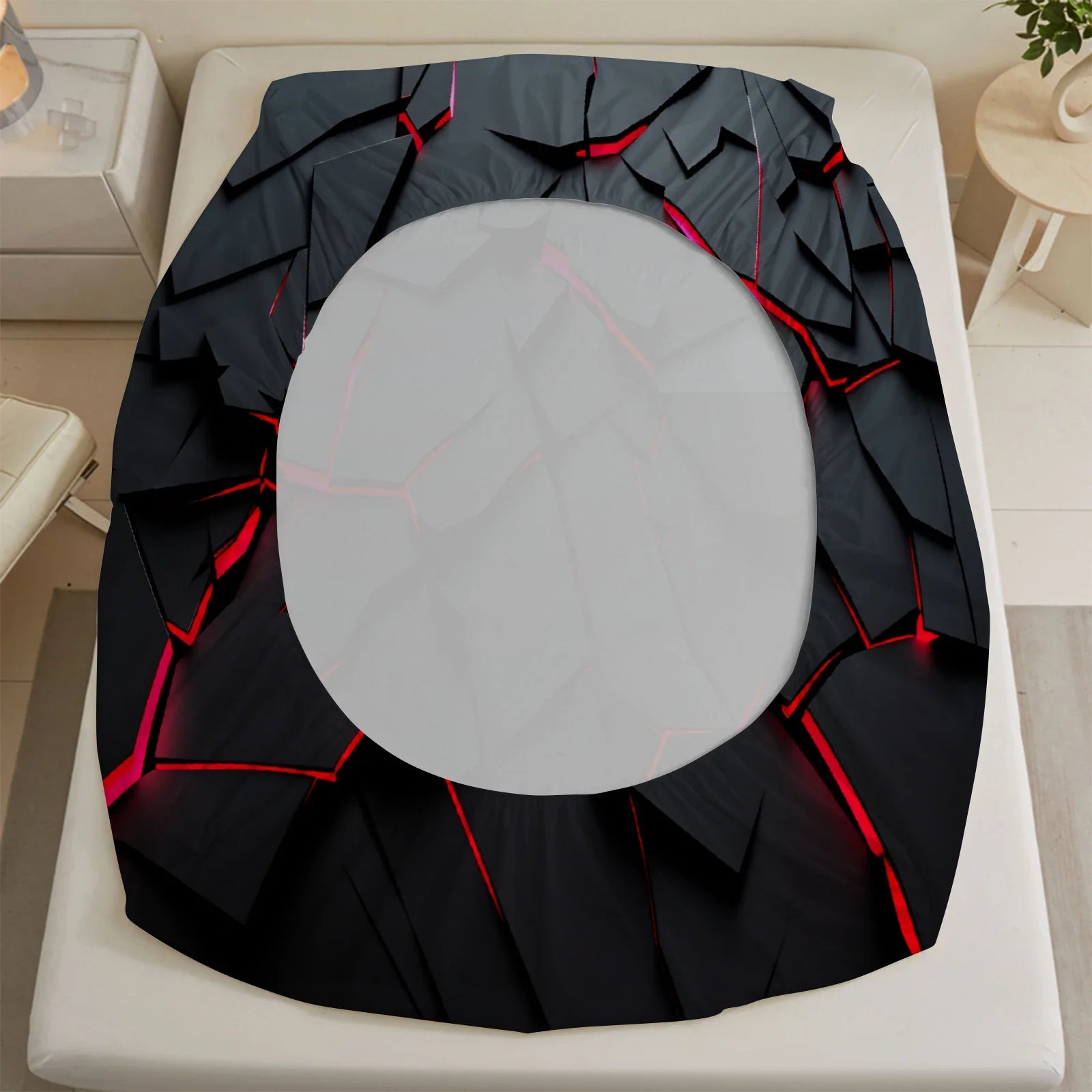 3Pcs Lightning Glow Fitted Sheet Set 3D Printed Soft Red Black Bedspread Single Twin Queen King Size Bed Sheet Set Home Decor LadyShow.Store