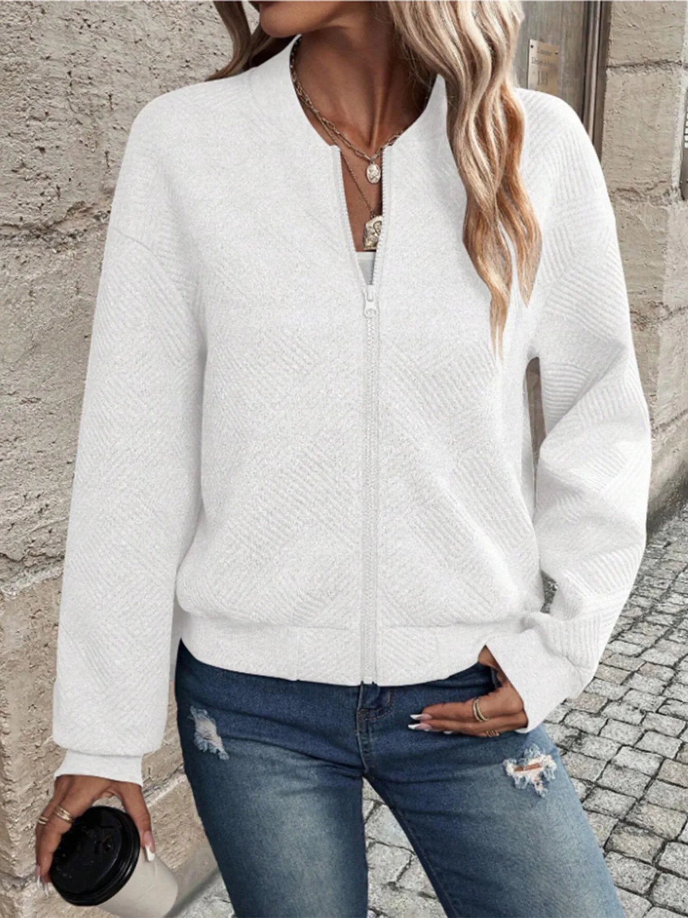 Women's autumn and winter new solid color simple and exquisite zipper jacket baseball collar casual jacket LadyShow.Store