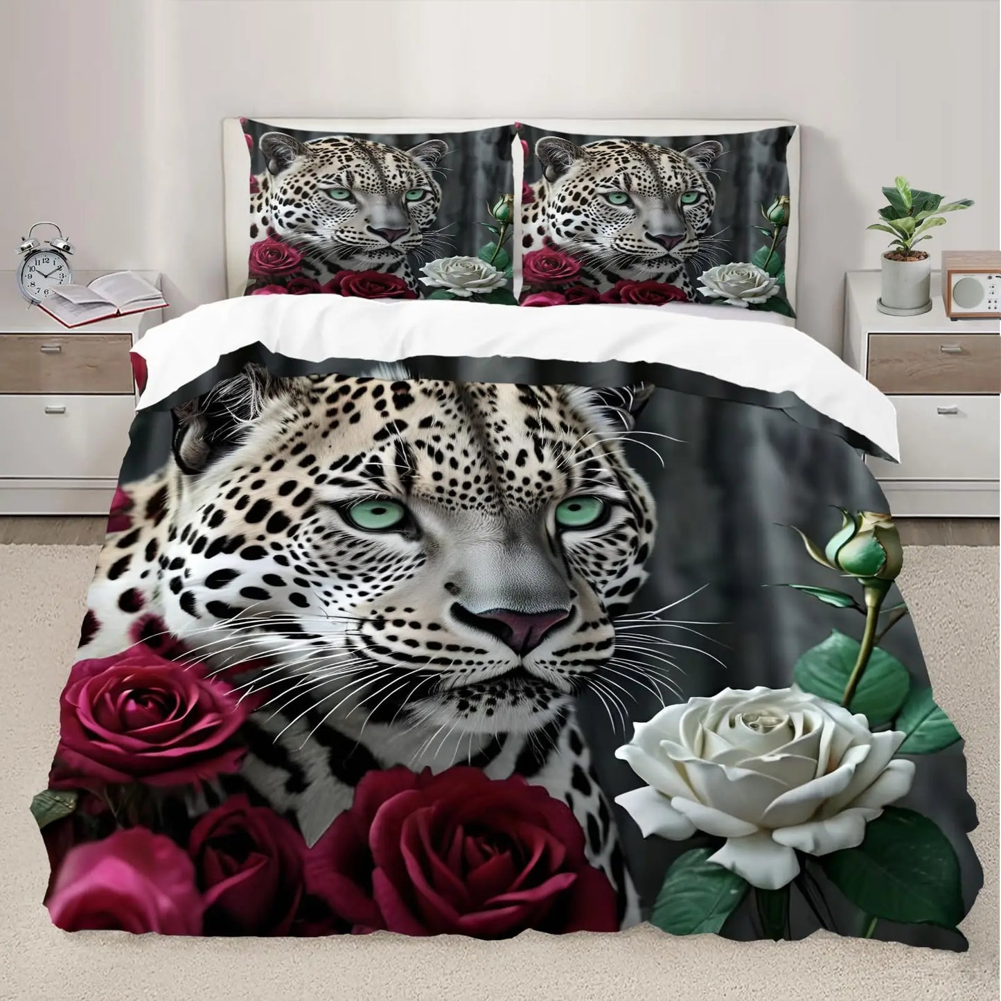 Cheetah Print Duvet Cover Set Leopard Quilt Cover Sets Queen King Size Animal Adults Boys Teenagers Home Bedding 3 Pieces Set Pi-Mart