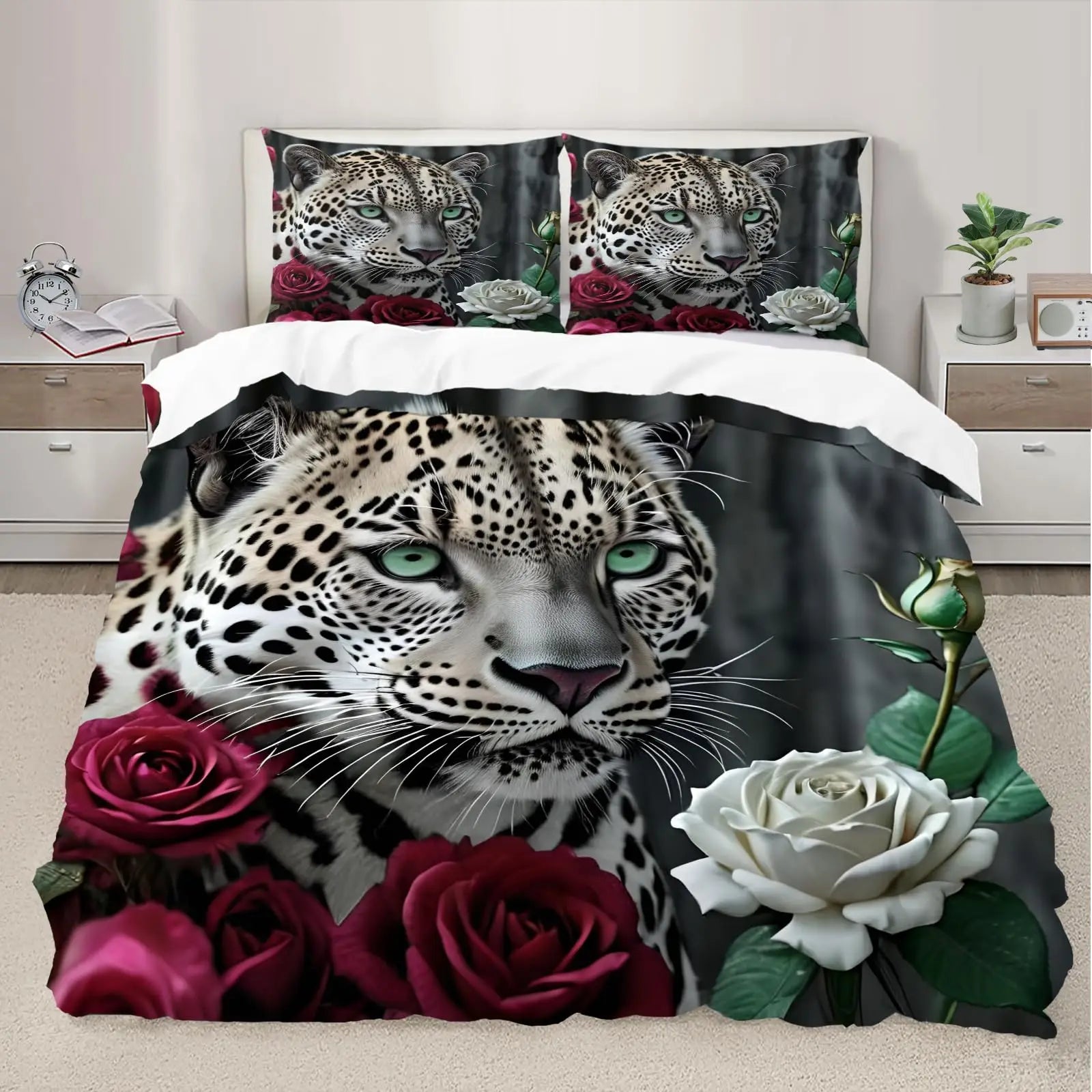 Cheetah Print Duvet Cover Set Leopard Quilt Cover Sets Queen King Size Animal Adults Boys Teenagers Home Bedding 3 Pieces Set Pi-Mart
