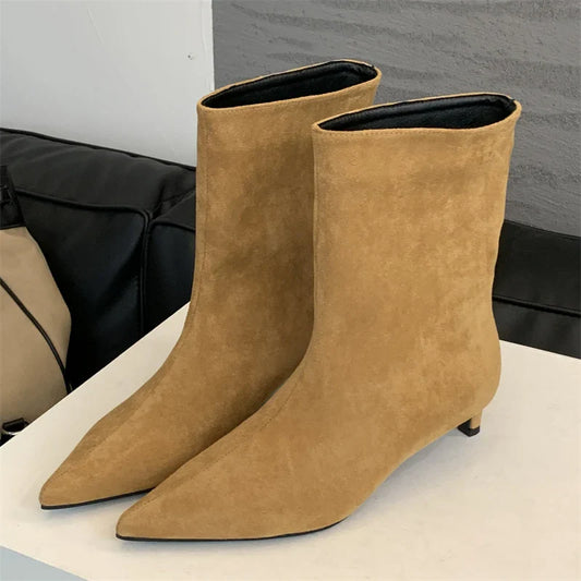 Eilyken Autumn Winter Pointed Toe Ankle  Boots Women Designer Vintage Thin Low Heel Shoes Modern SHort Botas Zapatos De Mujer LadyShow.Store