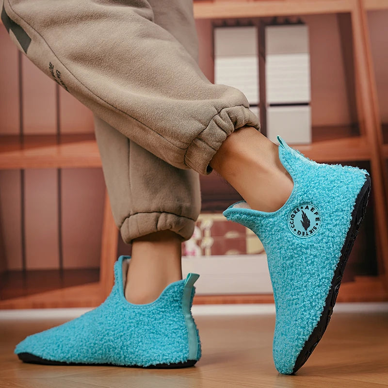 New Men Winter Slippers High Quality Light Weight Disign Shoes Fashion Women Plush Slipper Warm Slip on Casual Shoe for Couples Pi-Mart