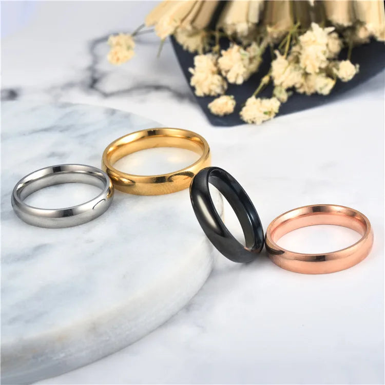 Simple 6mm Titanium Ring Women Men Prevent Allergy High Polished Wedding Rings Stainless Steel Couple Finger Jewelry Gifts Pi-Mart
