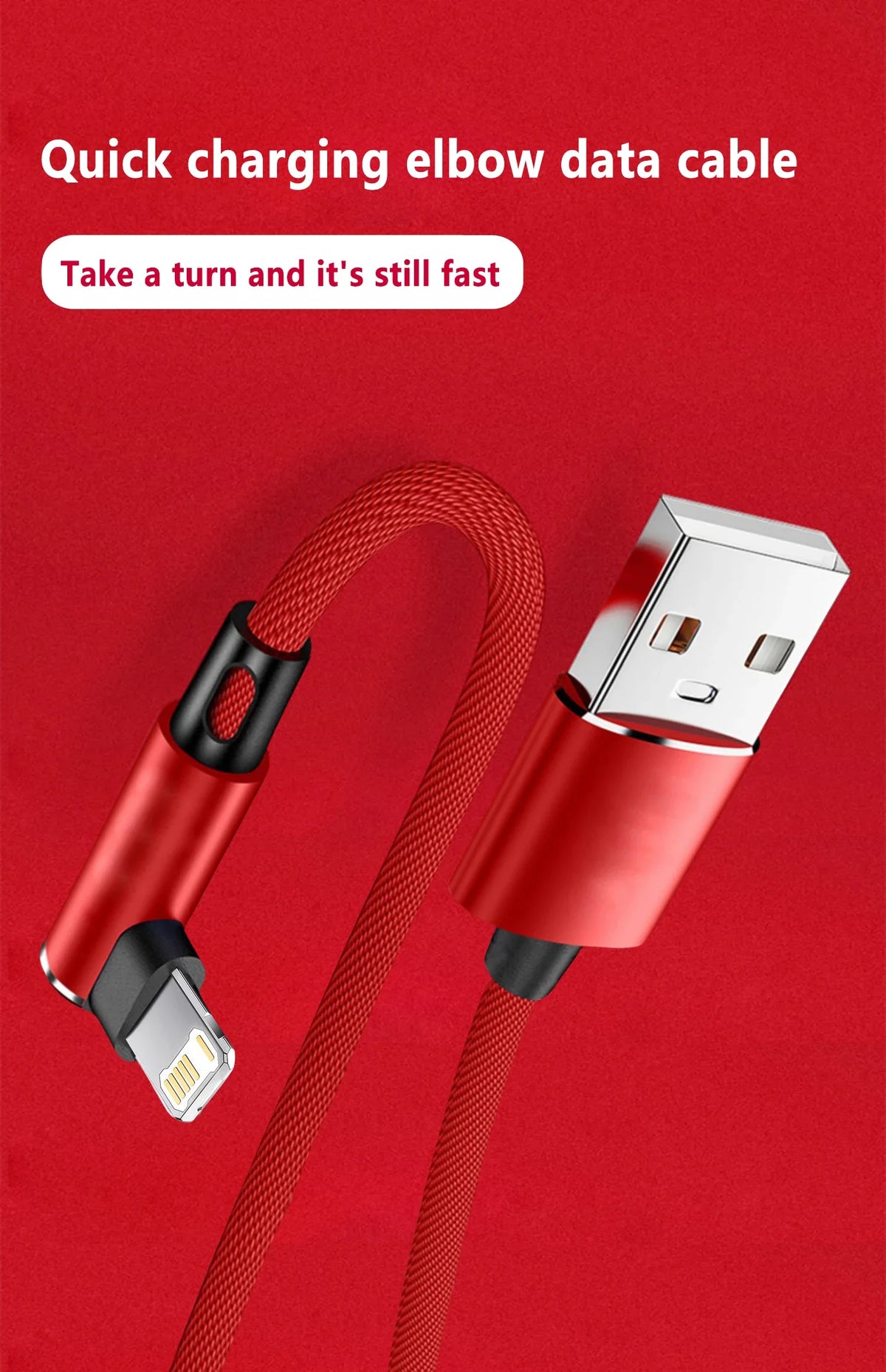 90 Degree USB Cable For iPhone 14 13 12 11 Pro Max X XR 6s 7 8 Plus 2m 3m Lead Mobile Phone Fast Charging Cord Data Charger Wire Pi-Mart