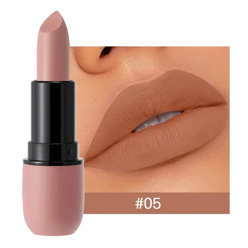 6-Color Matte Velvet Sexy Lipstick Waterproof Long-Lasting Nude Brown Lipstick Smooth High Pigment Profissional Lipgloss Makeup Pi-Mart