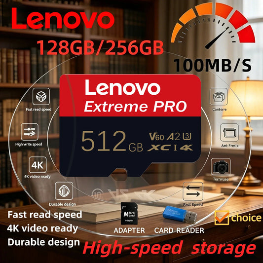 Lenovo 512GB Game-Exclusive Micro TF SD Card A2 V60 High Speed 4K Ultra-HD Video Flash Card 64GB Memory Card for Phone Camera PC LadyShow.Store