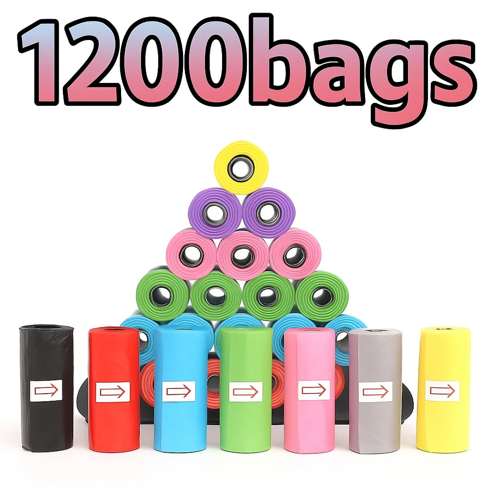 Random Color Cartoon Paw Graphic Dog Poop Bags Pet Poop Bags Leak-Proof Dog Waste Bags For Pet Supplies Pi-Mart