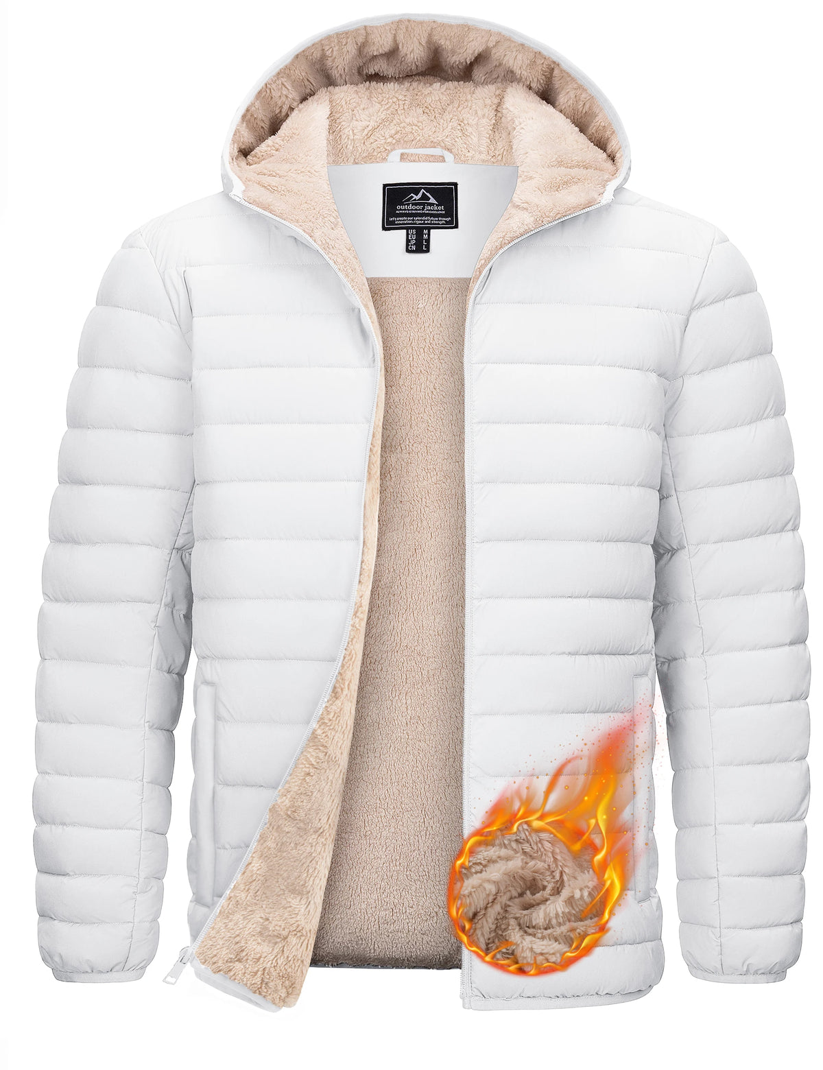TACVASEN Men's Puffer Jacket Winter Warm Hooded Sherpa Lined Water Resistant Windproof Insulated Jacket Warm Winter Puffy Coat Pi-Mart
