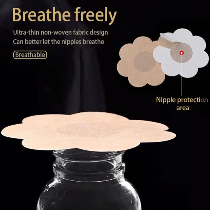 100Pcs Nipple Sticker Disposable Invisible Chest Sticker Non-woven Bra Breast Patch Bra-less Pasties Pad Nipple Cover Stickers Pi-Mart