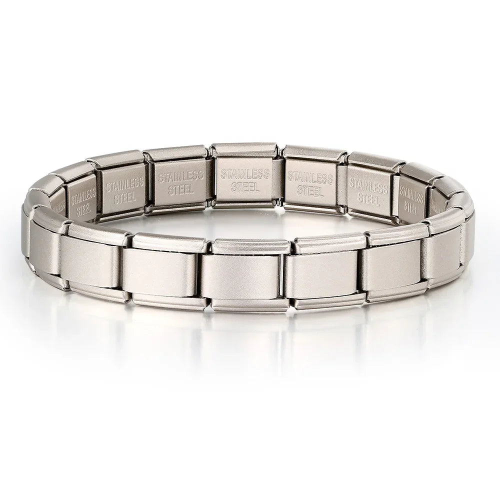 Italian Charm Link for Women Men 9mm Width Silver Gold Color Chain Stainless Steel Bracelet on Hand DIY Making Jewelry Wholesale Pi-Mart