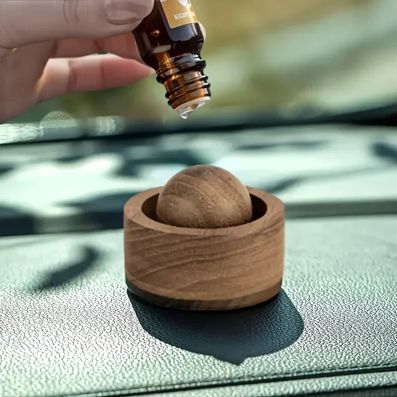 Car Wooden Essential Oil Diffusers-Spherical Design Natural Fragrance Dispersion Bedroom Decor Diffuser Car Home Room Fragrance Pi-Mart