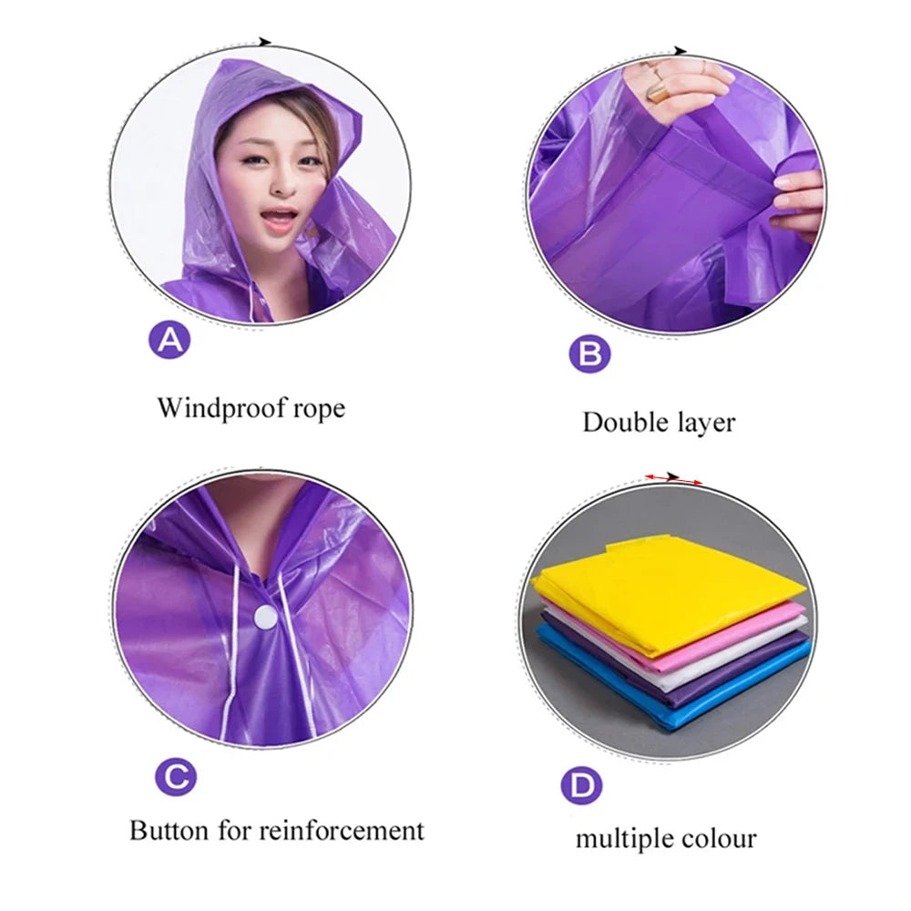Raincoat Women Men Impermeable Thickened Waterproof Raincoat Tourism Outdoor Hiking Rain Poncho Raincoat Hooded Rain Coat Pi-Mart