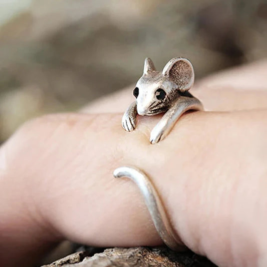 Silver Color Mouse Open Ring For Women Creative Cute Little Animal Adjustable Rings Charming Party Fashion Jewelry Gift Pi-Mart